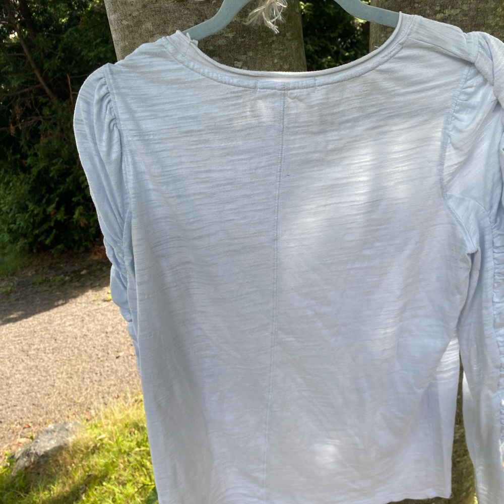 Blue Ruched Sleeve Top - Picture 2 of 3
